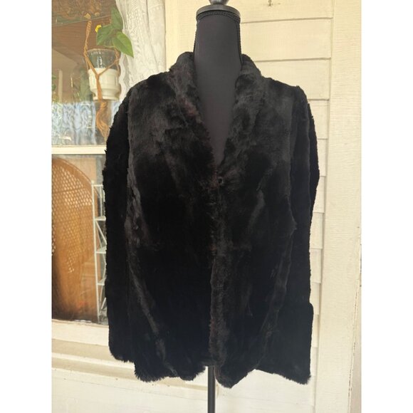 Vintage 50's Black Sheared Mink Shawl Wrap Cape Mortons Washington DC - Picture 1 of 16